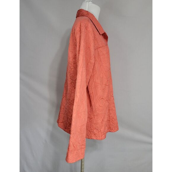 Chicos shirt jacket embroidered coral apricot size 3 XL - Picture 2 of 8